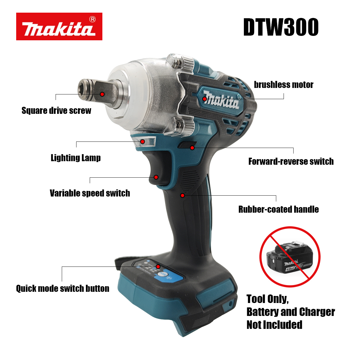 Бесщеточный аккумуляторный гай – обзор и цена Makita Drill Dtw300